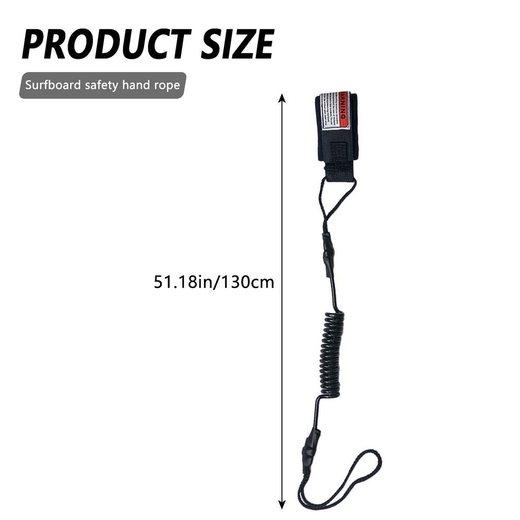 130cm Safety Surf Board Leashes Hook and Loop Single-Wrap Strap Coiled Bodyboarding Leash Suitable for Stand Paddle Boards