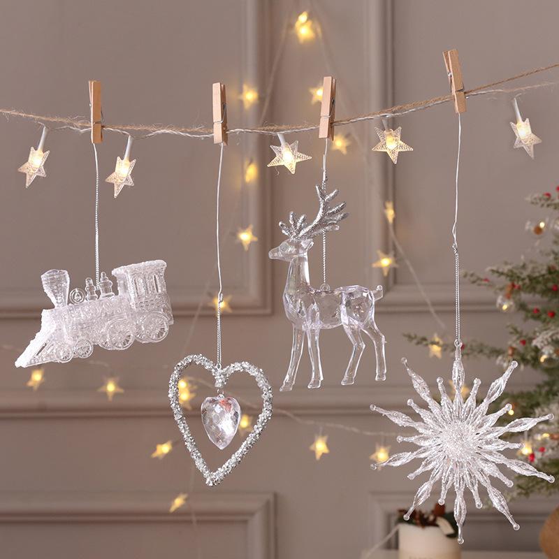 Snowflake Icicle Drop Ornaments Crystal Christmas Tree Transparent Decoration Pendant Christmas Home Decoration Navidad 2023