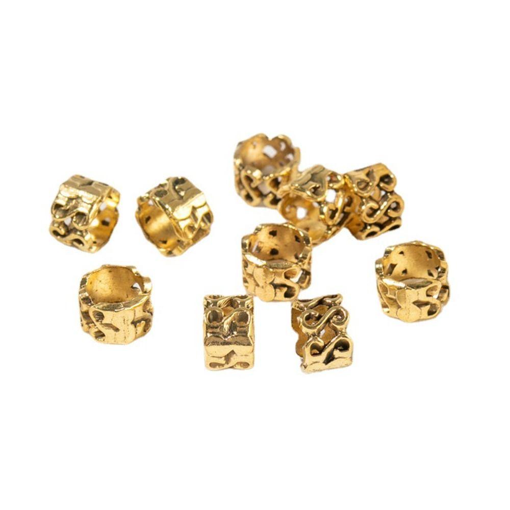 10pcs/set Decoration Alloy Hair Beads Silver Golden Braid Dreadlocks Bead Hair Accessories Women