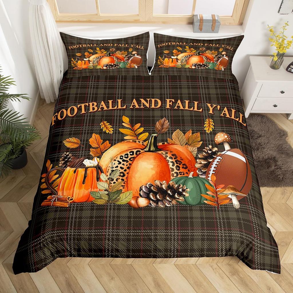 Fall Themed Duvet Covers For Kids Teens Quilt Covers Queen Size Lightweight Down Room Decor 2 Pillowcases 1 Duvet Cover No Quilt