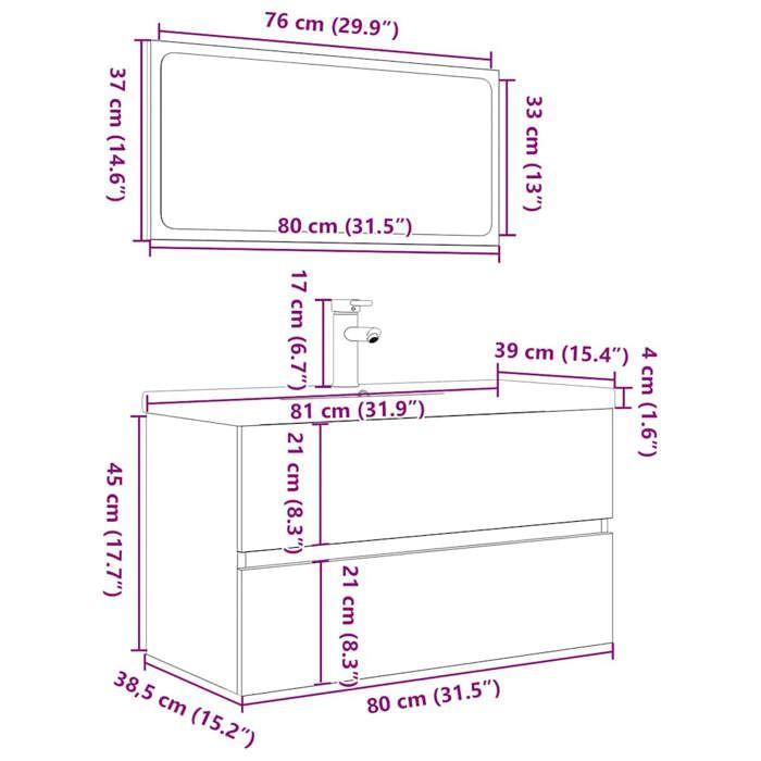 VidaXL Ensemble De Meubles De Salle De Bain 3 Pcs Chêne Sonoma 3325043