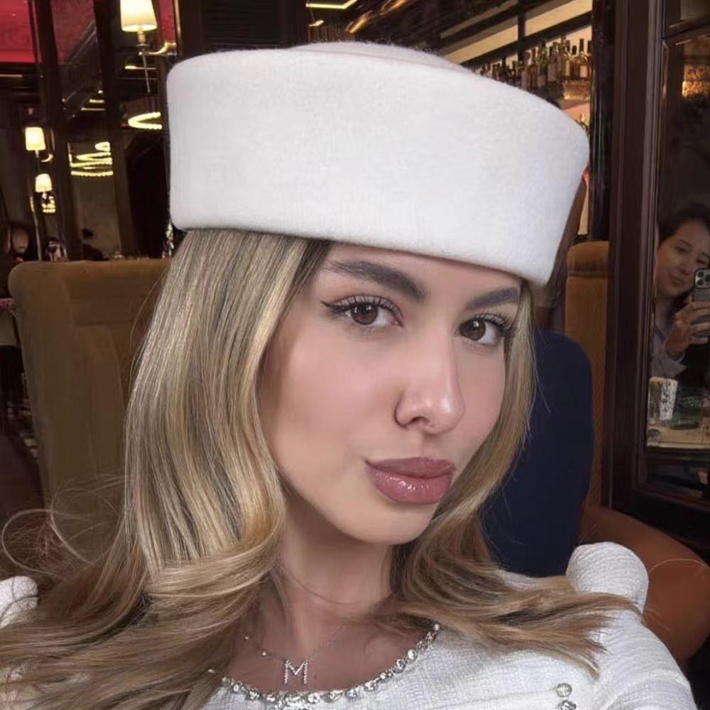100%Wool Hard Top Pillbox Hat Fedoras Lady Luxury Vintage Painter Berets Trend Women Winter Warm Fascinating Japanese Sailor Hat