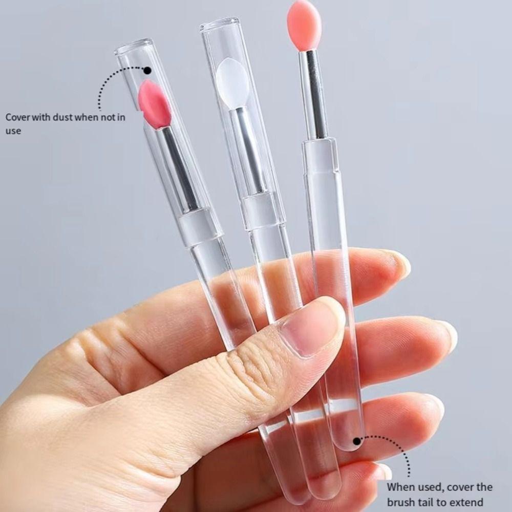 10PCS Transparent Silicone Nail Art Brush Reusable Soft Silicone Applicator Sticks Portable Universal Nail Glitter Applicator