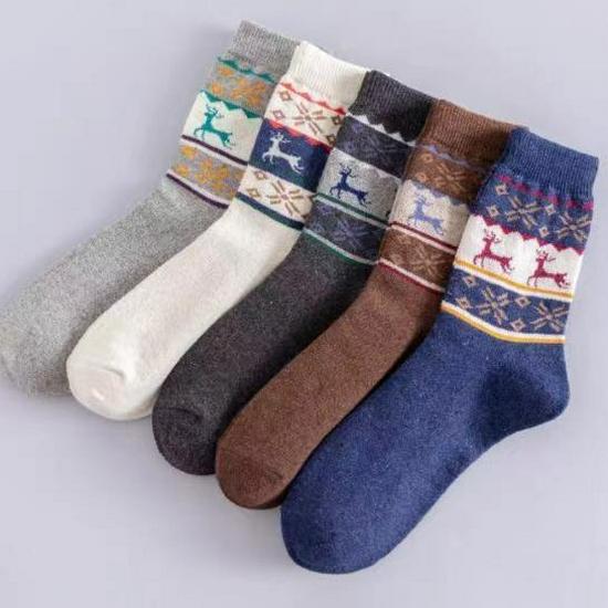 

Жіночі шкарпетки до середини ікри з вовни північного оленя та кролика - Милий різдвяний мультик із золотою ниткою для осені та зими One Size 35-45