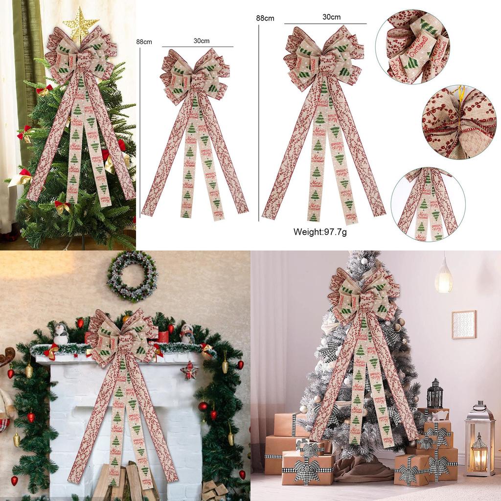 Charming New Fabric Bow For Christmas Tree Decoration In Berry Holiday Style