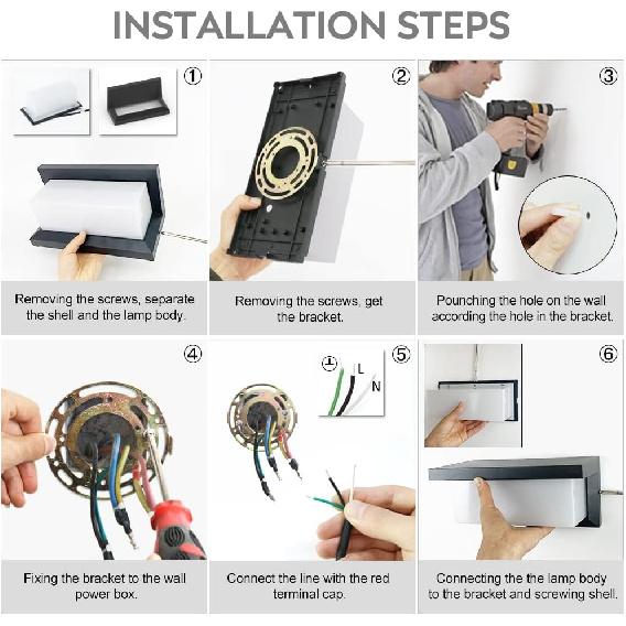 5000K Daylight White Outdoor Wall Sconce Lights, LED Exterior Light Fixture Wall Mount Ip65 Waterproof, Wall Porch Light for Garage Walkway Hallway