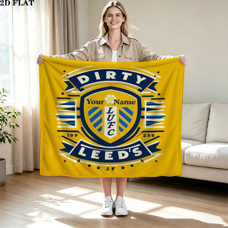 1PC Leeds United Custom Name Patterned Flannel Blanket Suitable For All Seasons for Home Decor Warmth and Comfort Gifts Holiday Present