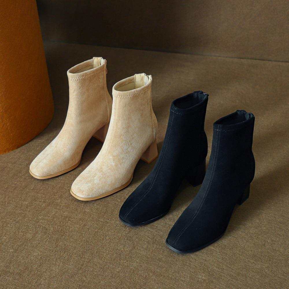 Boots for Women New Autumn and Winter Slim Ankle Boots Suede High Heels Women's Shoes Heels Womens Ladies High Shoes Short Boot
