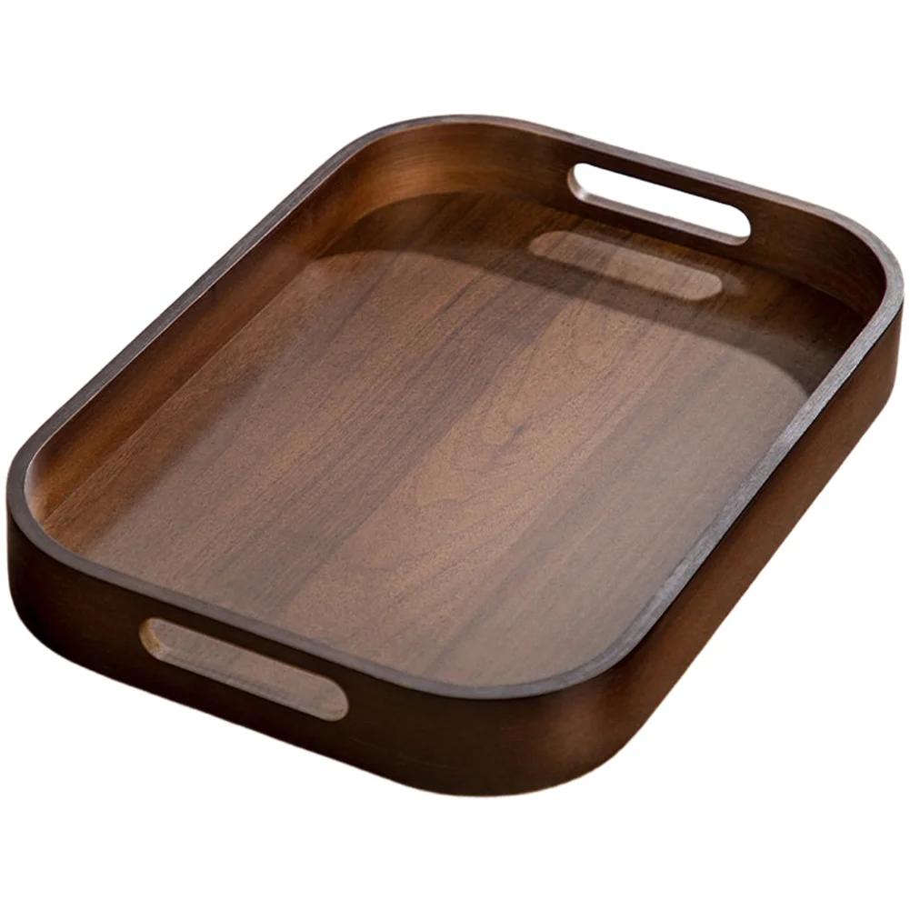 1 шт. Палитра 33*22,5*5 см/39,5*28*5 см/45*33*5 см Деревянный поднос для чая с ручками Многоцелевое сервировочное блюдо для закусок, фруктов 33Cm