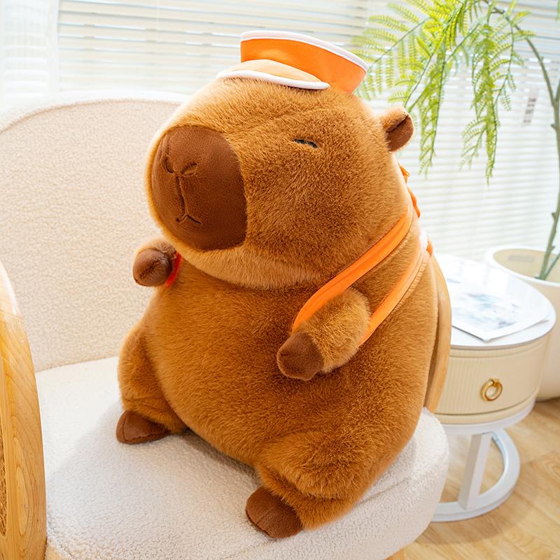 Cute Cartoon Animal Basketball Backpack Capybara Plush Toy Kawaii Stuffed Doll Home Decor Gifts For Kids