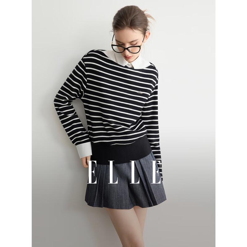 ELLE Women s French Striped Knitted Sweatshirt S