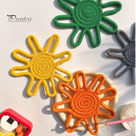 Sous-verre Style Nordique Tournesol Corde de Coton Sous-verre, Tapis Isolant Thermique Fait Main pour Tasse Antidérapante Table, Set de Table Pots Et Tasses Tissé