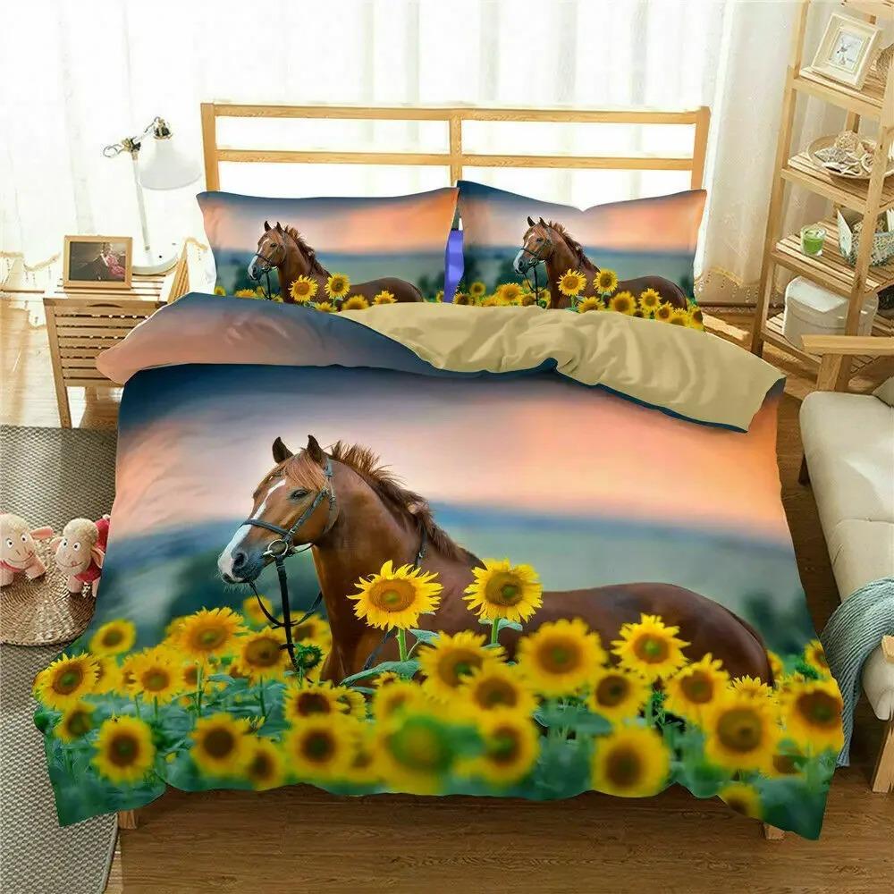 3D Floral Comforter Cover King Size for Kids Women Yellow Flowers Bedding Set Sunflower Duvet Cover Polyester Quilt Cover