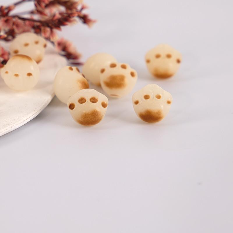 Charcoal Burned Bodhi Root Cat Paw Bracelet & Lucky Cat Phone Chain DIY Jewelry Accessories, 13mm Loose Beads