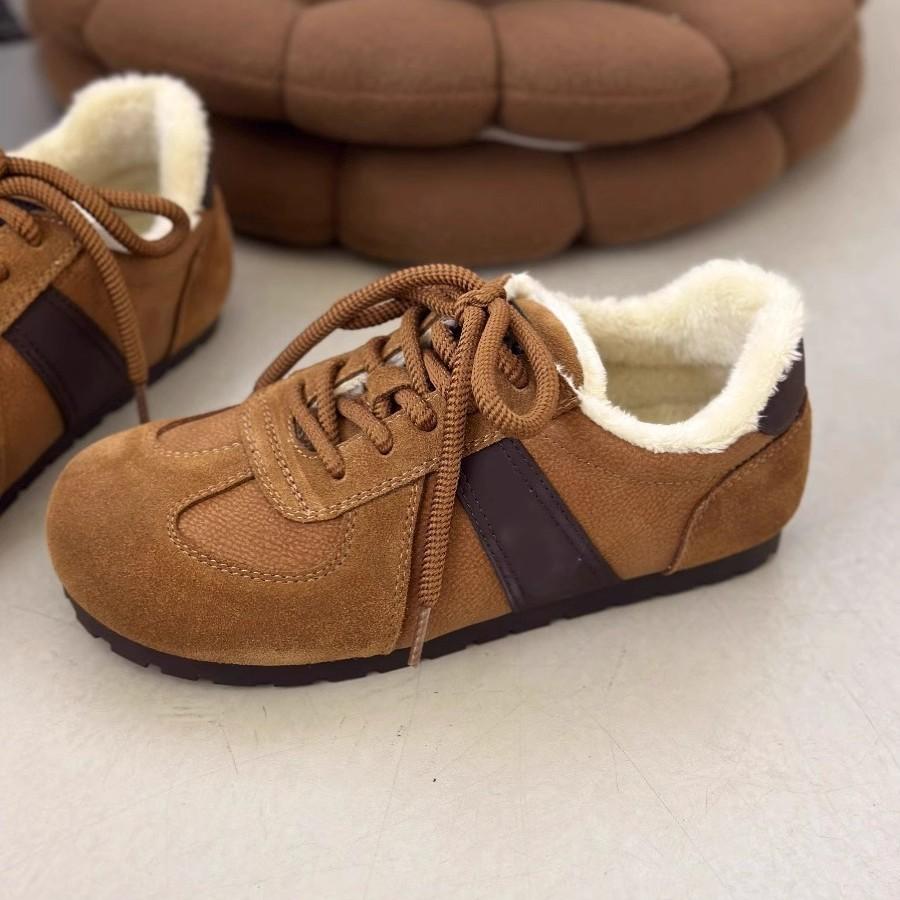 Shoes women's winter 2025 new velvet Birkenstocks round head ugly cute shoes casual sports fluffy Forrest Gump shoes