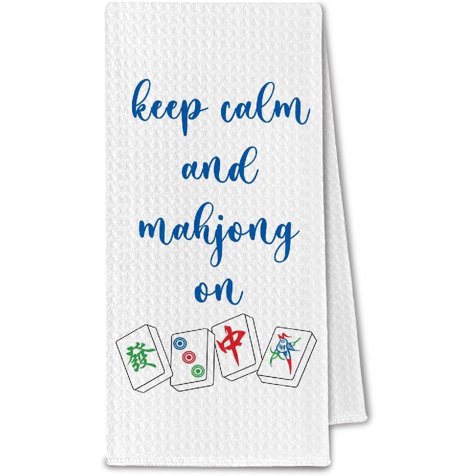 Mahjong Gifts for Women, Mah Jong Themed Decorative Kitchen Dish Towels, Mahjong Accessories and Gifts Ideas for Mah Jong Lovers, 16x24 Inch спокойная цветовая