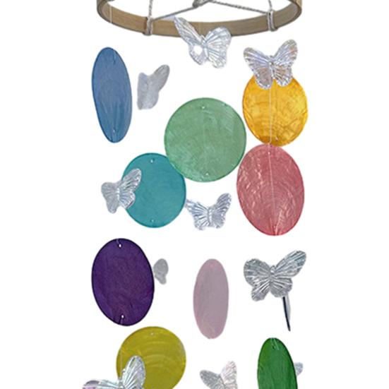 Wind Chime for Outside Ocean Theme Hanging Butterfly Windchime with Round Shells for Patio Garden Decor Gifts for Women Mom Wife