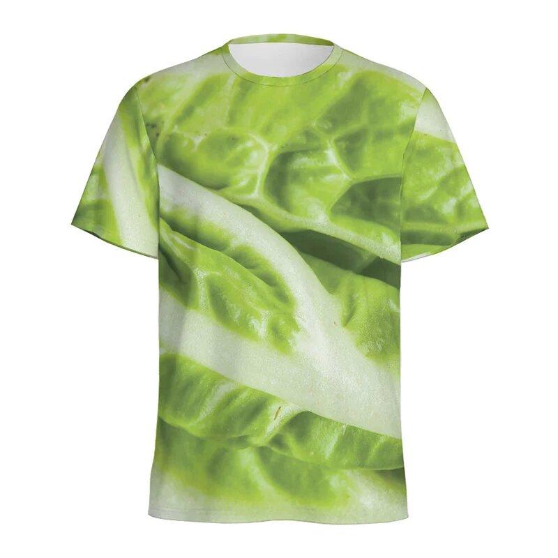 Summer Fashion Chili Vegetable Pattern Printed T-shirts Round Neck Plus Size Comfortable Casual Short Sleeved Top