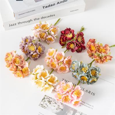 Peony Silk Flowers Simulation Small Tea Flowers Fake Flowers DIY Flower Ball Handmade Wreath Decoration Small Bouquets Shooting Props Fake Flowers