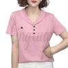 2026 Summer Women's Pure Cotton Short Sleeve Lapel T-shirt for Middle-Aged and Young Mothers - Casual, Loose Fit, Versatile Top