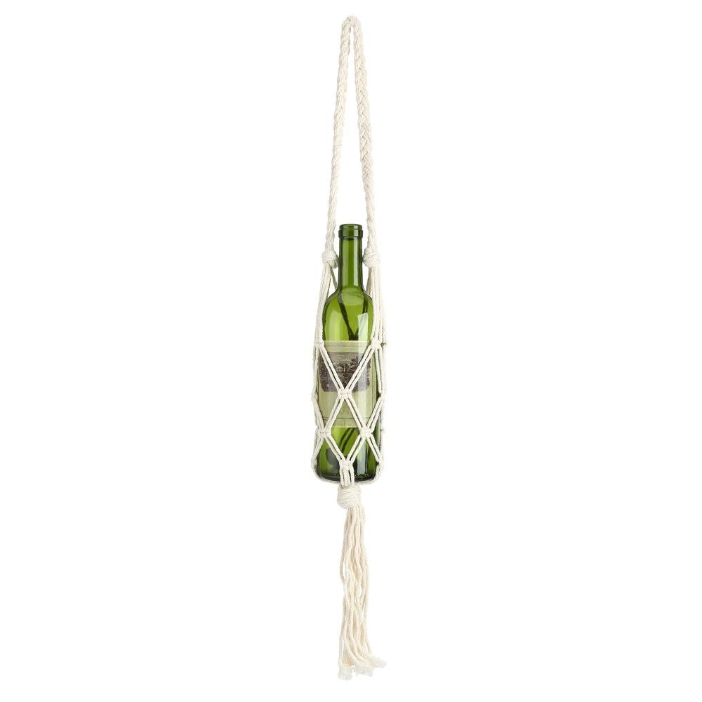 Bohemian Stijl Fles Opbergtas Katoon Touw Waterfles Drager Wandelactiviteit