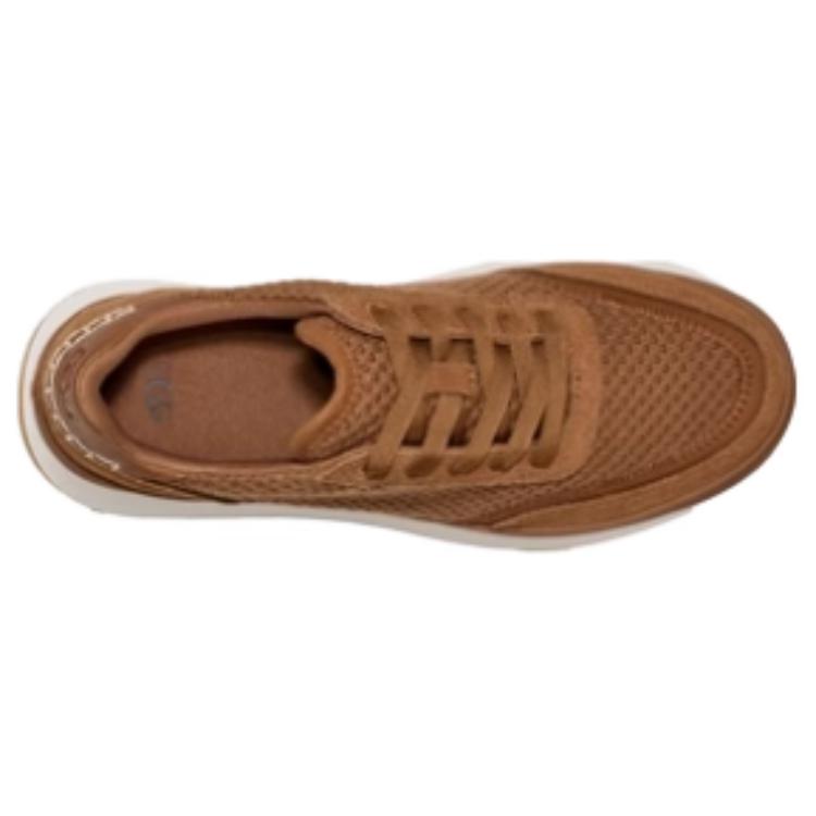 UGG Marlin Series Fabric Cow Split Leather Versatile Comfortable Fashion Low-Top Casual Shoes Women Casual Shoes Chestnut 1170556-CHE