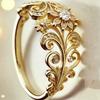 Golden Retro Floral Pattern Inlaid with Circular Synthetic Zircon Ring for Women To Wear Daily Yanhui Jewelry Accessories Gifts