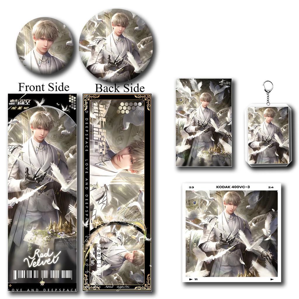 2025 6Pcs/Set Game Cartoon Love and Deepspace Gift Set Xavier Zayne Rafayel Sylus Key Chain Badge KeyChain Postcard Gifts Fans