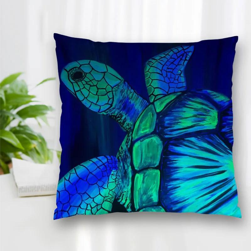 Heißer Verkauf Dekorative Kissenhülle Schildkröten-Kunstmalerei Quadratisch Reißverschluss Bestes Geschenk