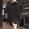 Damen T-Shirt mit kurzen Ärmeln, Rundhalsausschnitt, Hip-Hop-Stil, Bedrucktes Oberteil, Vintage-gewaschene Baumwolle, Lässiges T-Shirt