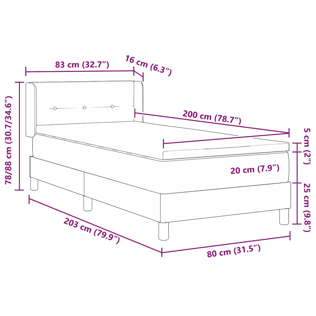 Boxspring Bed with Headboard Dark Blue 200 X 80 Cm Velvet