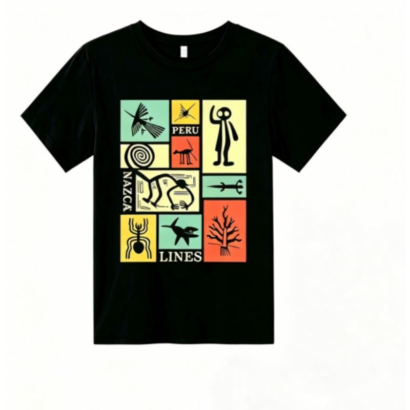 Fashion Retro Mysterious Runes Print Outdoor Street Kids T-shirt and Shorts Summer Home Casual Outfit Boy and Girl's Sports Set
