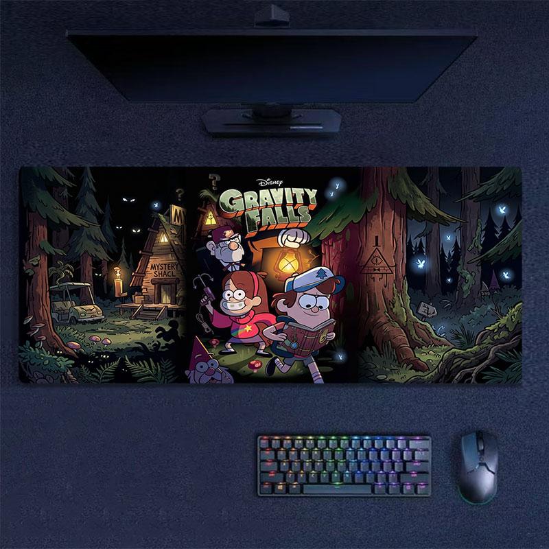 Gravity Falls Large Gaming Table Cushion Non-slip Laptop Tablet Big Mousepad XXL Mat Mini PC Playmat With Lock edge