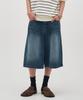 BASEMOMENT Washed Bermuda Denim Pants Medium Blue