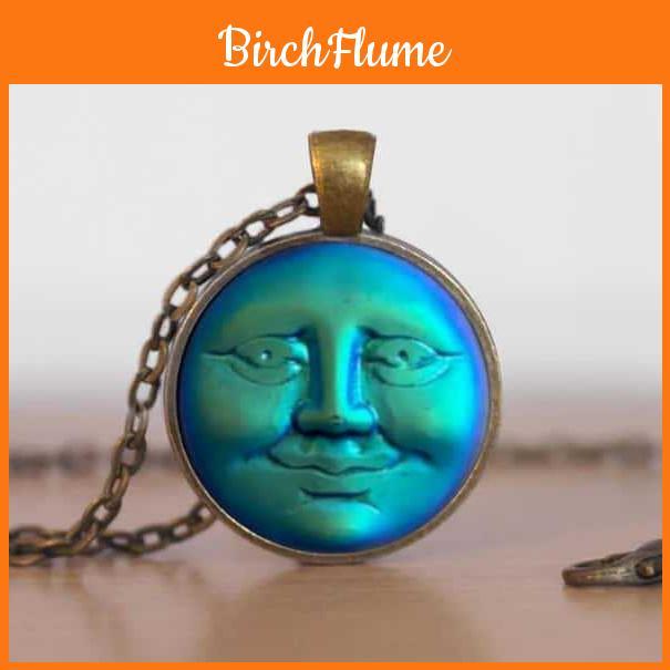 Moon Face Necklace With Geometric Pendant For Astronomy Lovers And Giftgiving