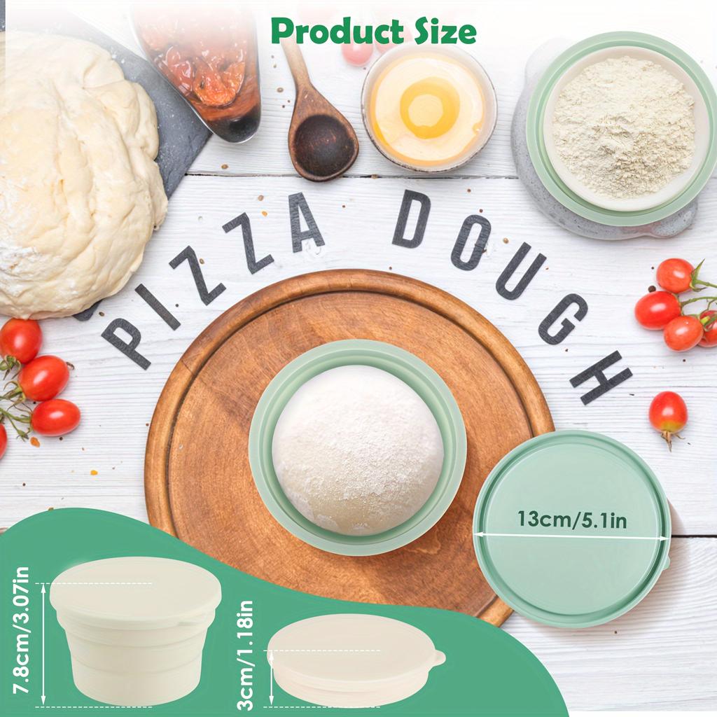 Pizza Proofing Container, Pizza Box with Lid 4pcs Set, Foldable Pizza Dough Proving Box Non-stick Silicone Airtight Container for Food, Fruit Storage