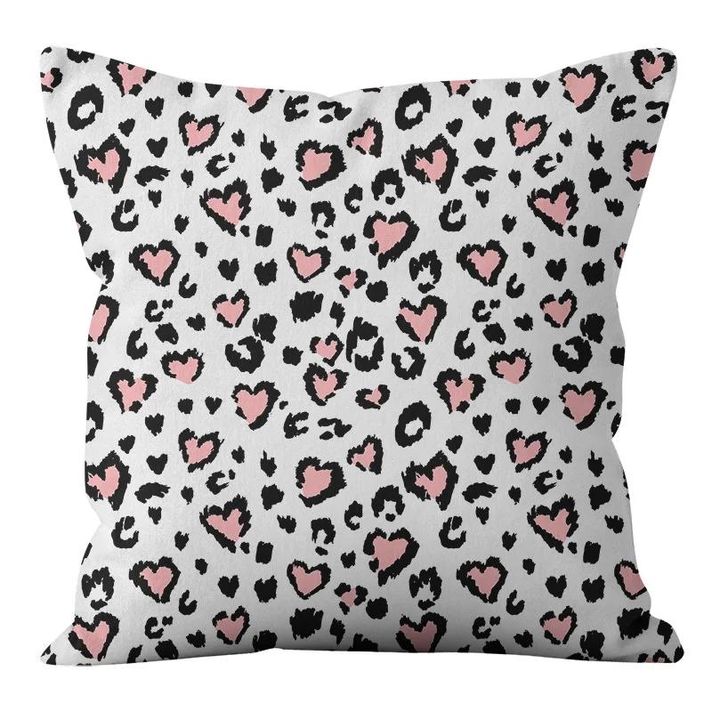 Rosa und schwarze geometrische Buchstaben bedruckte Sofakissenbezug Kissenbezug Heimdekoration Party Auto Bettwäsche