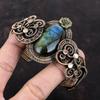 Labradorite Gemstone Cuff Bracelet Adjustable Bangle Copper Wire Wrapped Cuff Bracelet Flower Bangle Designer Copper Jewelry Handmade Bangle