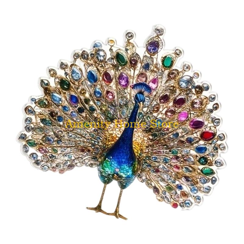 F26C Acrylic Peacocks Statue Figurines Table Centerpieces Animal Figurines Sculptures Table Ornament for Home Office Decors
