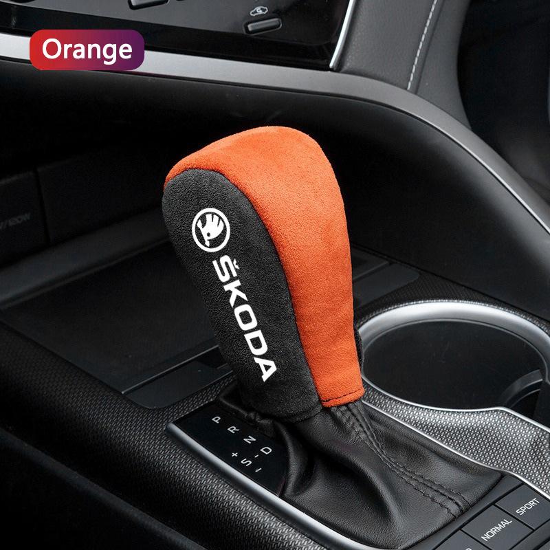 XOWS7 Leather Car Gear Car Shift Lever Cover Car Gear Shift Knob Auto Styling for Skoda Octavia A5 A7 Fabia 1 Superb Kamiq Rapid Yeti