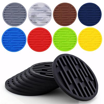Round 10cm Silicone Coaster - Soft, Heat-Resistant, Marble Stripes, Water Draining
