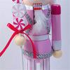 14 Inch Wooden Nutcracker Ornaments Christmas Decorations Pink Glitter Soldier Doll Figurine Puppet Toy Home Decor