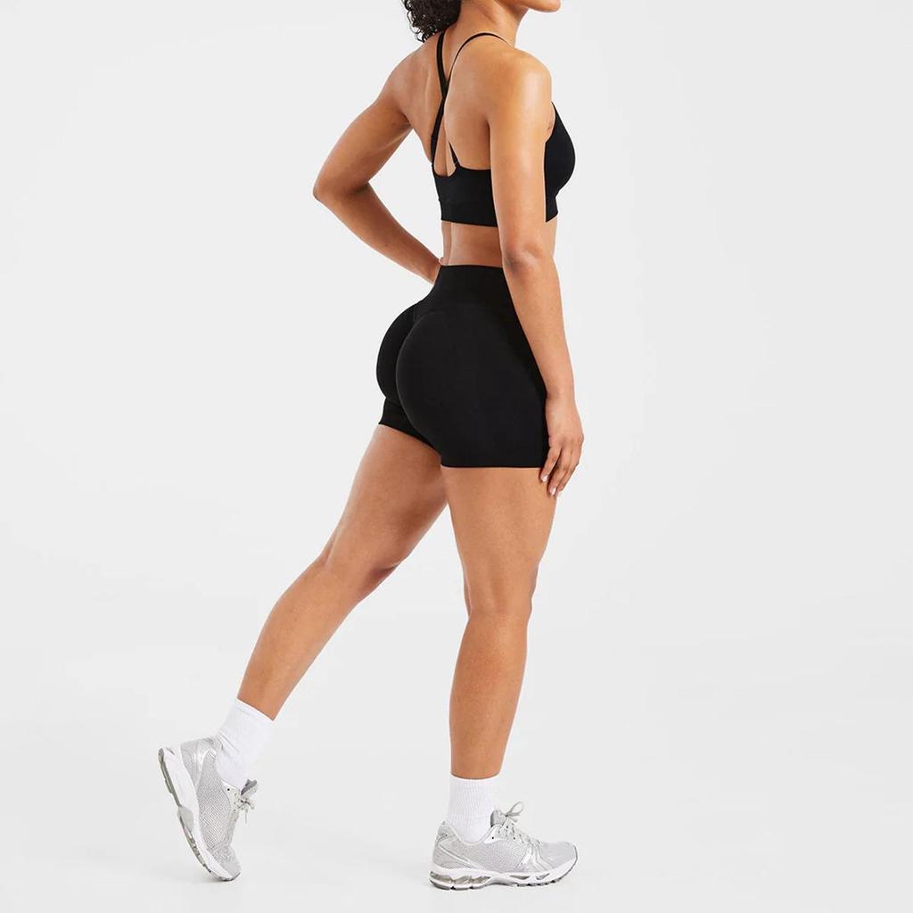 High-Waisted Seamless Peach Booty Yoga Shorts - Women's Sports Running Fitness Wear