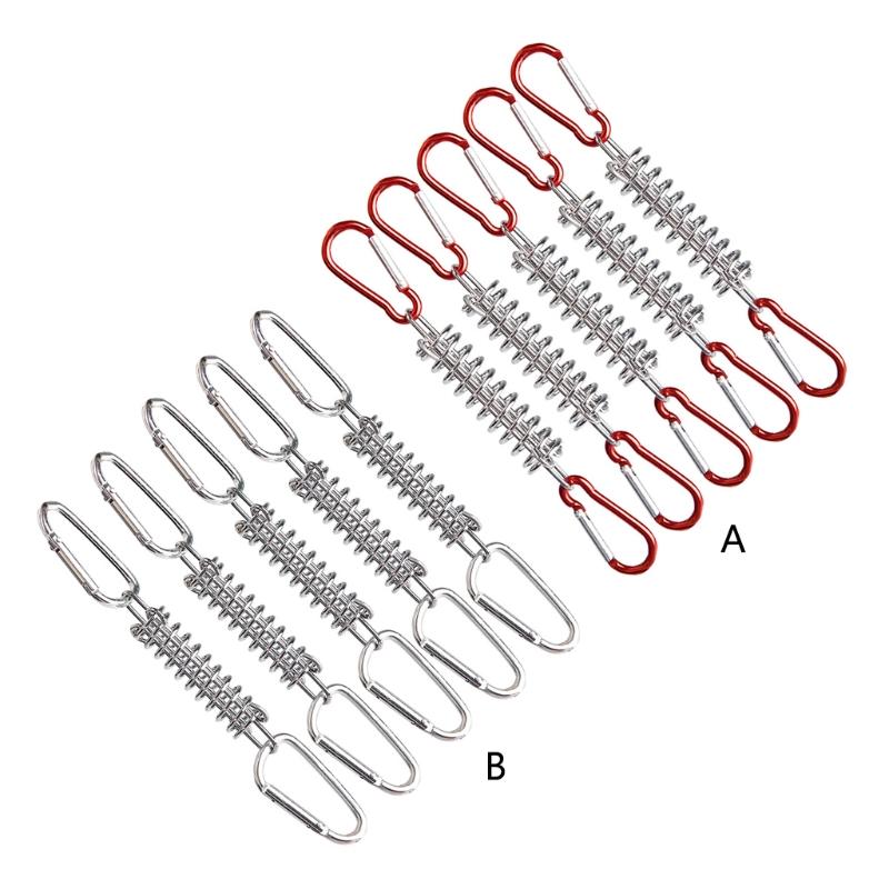 5 Stück Outdoor Camping Heringe Federzelt Schnalle Stahlzeltseil Spanner mit Karabinerhaken Seilversteller Spanner