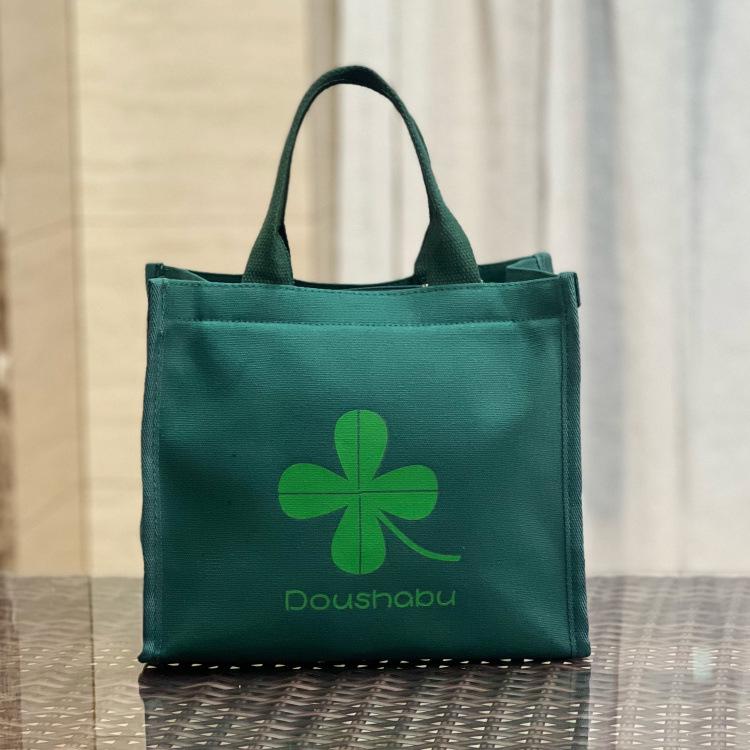 Cute Bear Canvas Lunch Tote - Large Capacity Bento Bag for Students & Moms