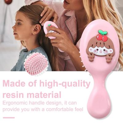 Girls Mini Hair Brush Soft Bristles Scalp Massage Cartoon Vegetable Animal Portable Hair Detangling Styling Comb Kids Hairdressing Tools Birthday