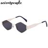 Small Frame Polygonal Sunglasses Women  Luxury Brand Designer Metal Punk Sun Glasses For Men Vintage Rhombus Sunglass Shades