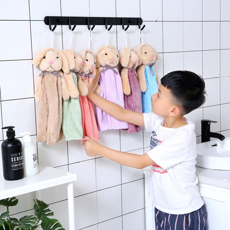 Lucky Rabbit Hanging Children's Quick-Dry Hand Towel - Absorbent for Kitchen & Bathroom