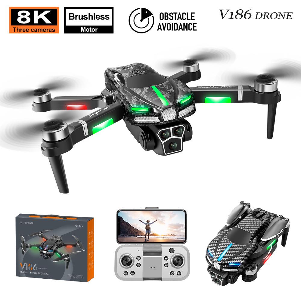 V186 Foldable 8K HD Drone with Three Cameras & Obstacle Avoidance