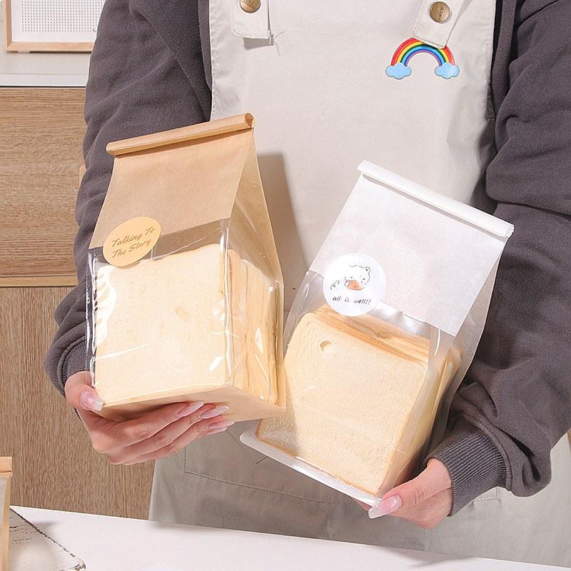 11pcs 111G Toast Packaging Bag Sliced Toast Croissant Mochi Pack Bag Iron Wire Self Sealing Bread Bag